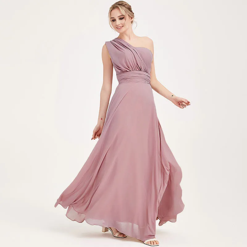 Convertible Chiffon Bridesmaid Dress Wrap Desert Rose Maxi Gown