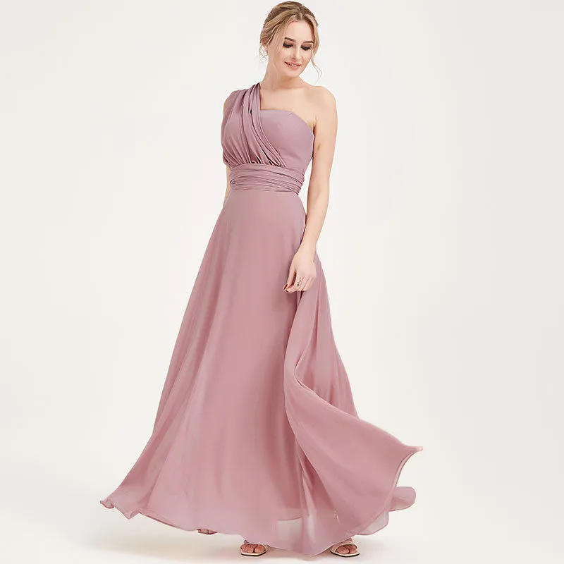 Convertible Chiffon Bridesmaid Dress Wrap Desert Rose Maxi Gown