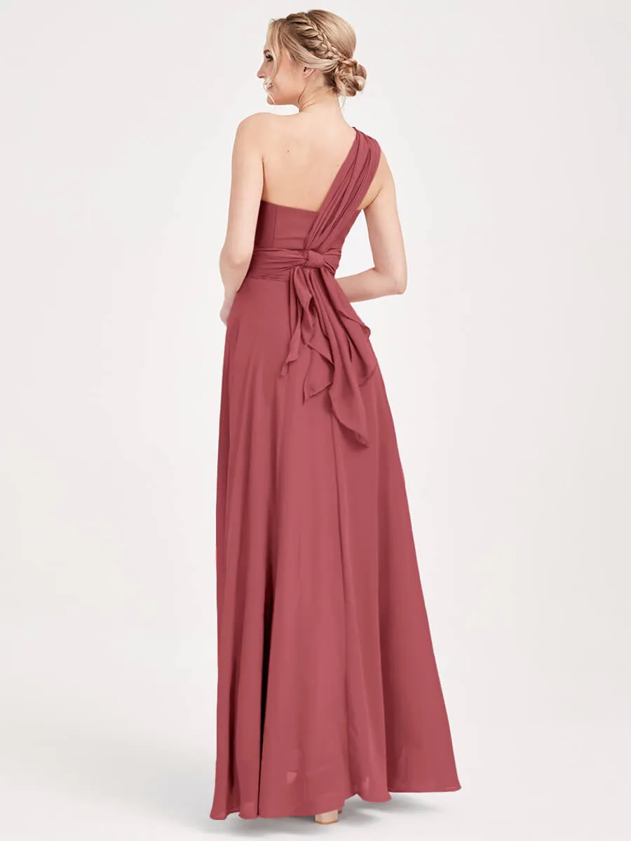 Convertible Chiffon Bridesmaid Dress Wrap Desert Rose Maxi Gown