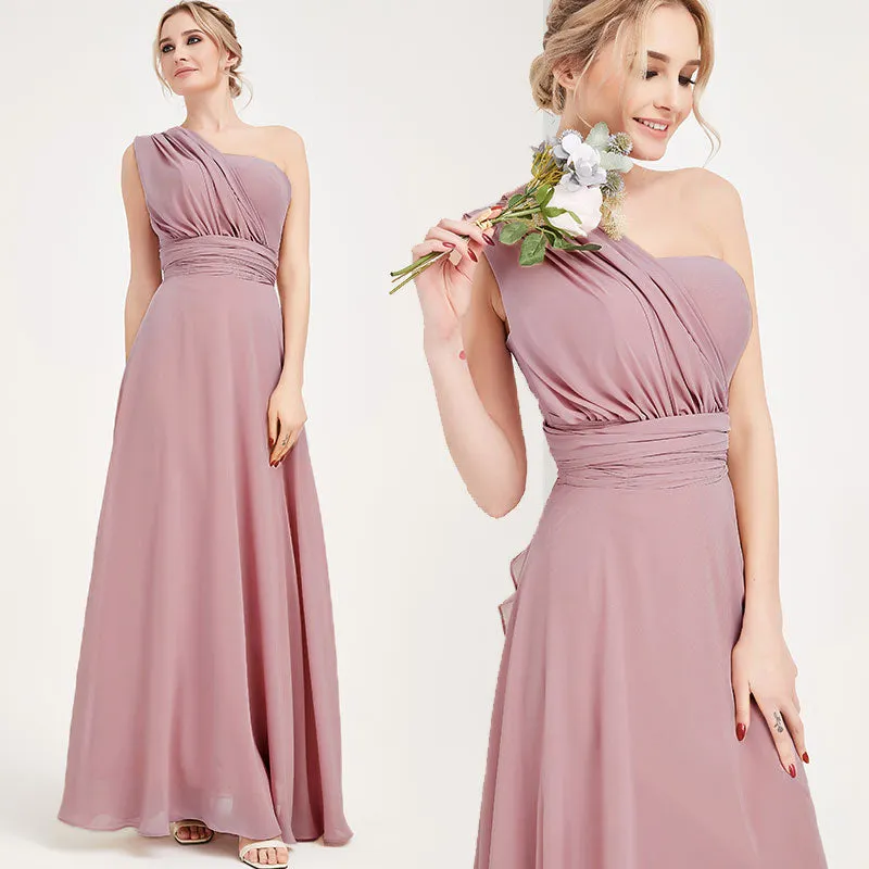 Convertible Chiffon Bridesmaid Dress Wrap Desert Rose Maxi Gown