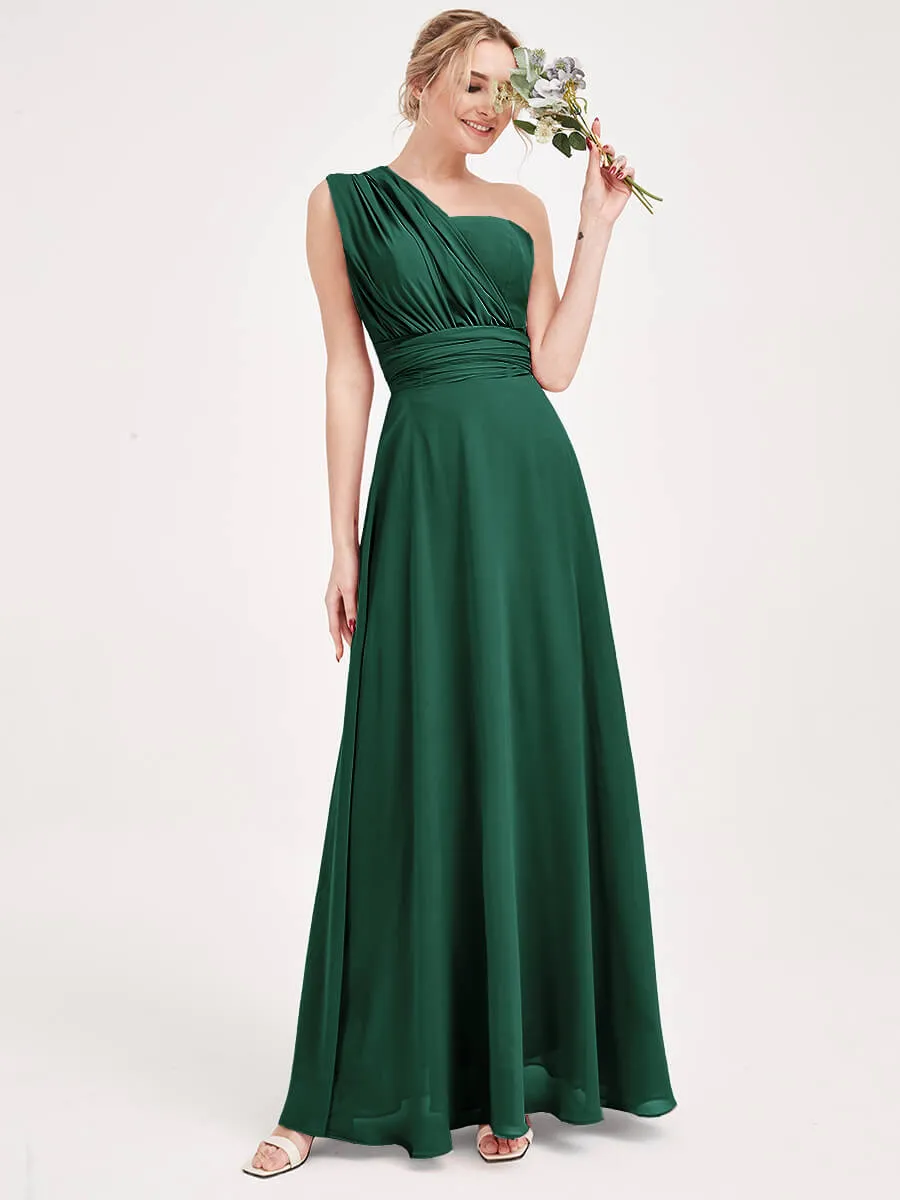 Convertible Chiffon Bridesmaid Dress Wrap Emerald Green Maxi Gown