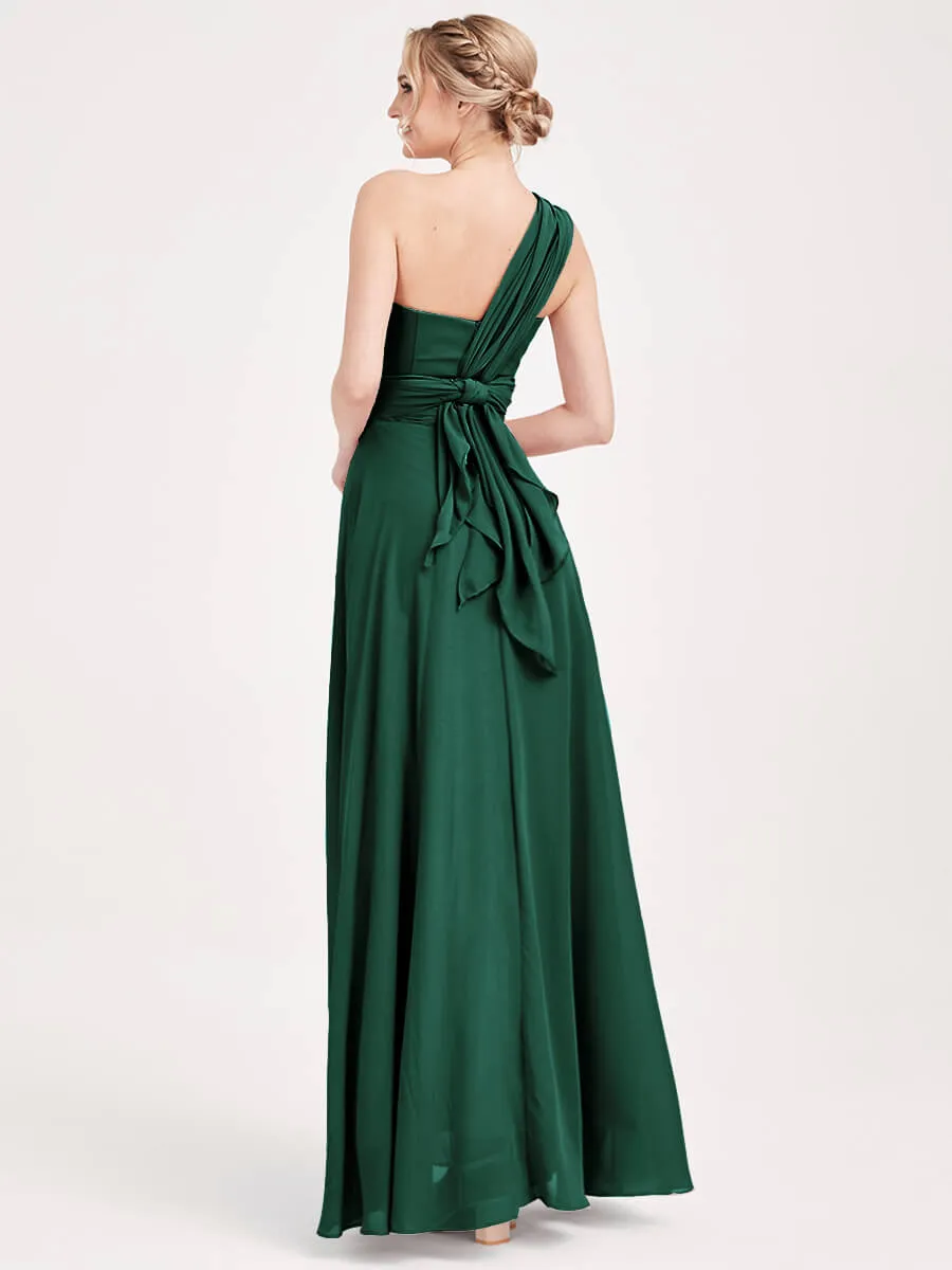 Convertible Chiffon Bridesmaid Dress Wrap Emerald Green Maxi Gown