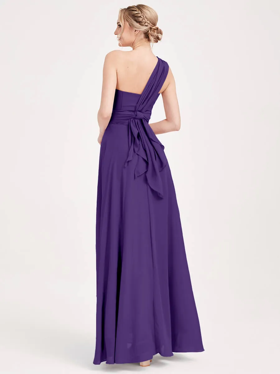 Convertible Chiffon Bridesmaid Dress Wrap Royal Purple Maxi Gown