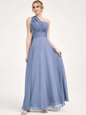 Convertible Chiffon Bridesmaid Dress Wrap Slate Blue Maxi Gown