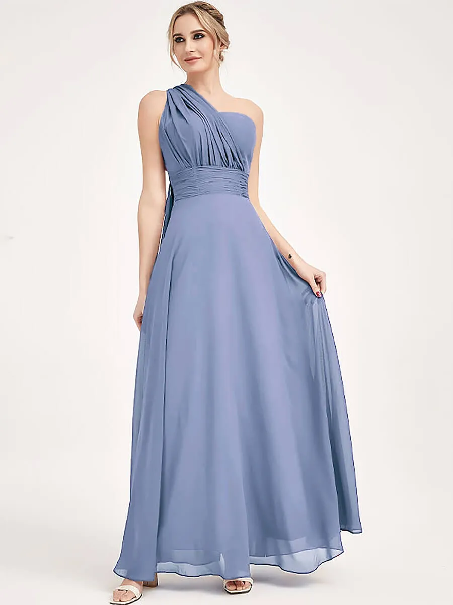 Convertible Chiffon Bridesmaid Dress Wrap Slate Blue Maxi Gown