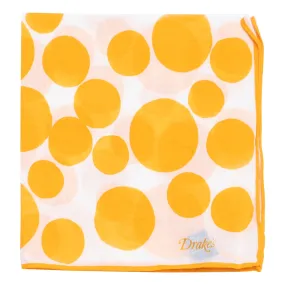 Drake's Cotton Silk Yellow Oversize Polka Dot Pochette