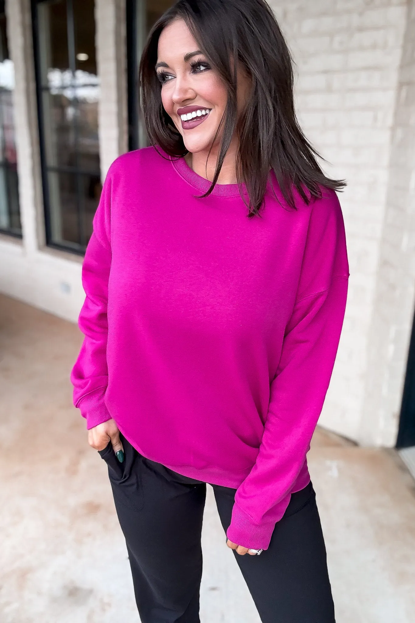 Drop Shoulder Round Neck Sweatshirt