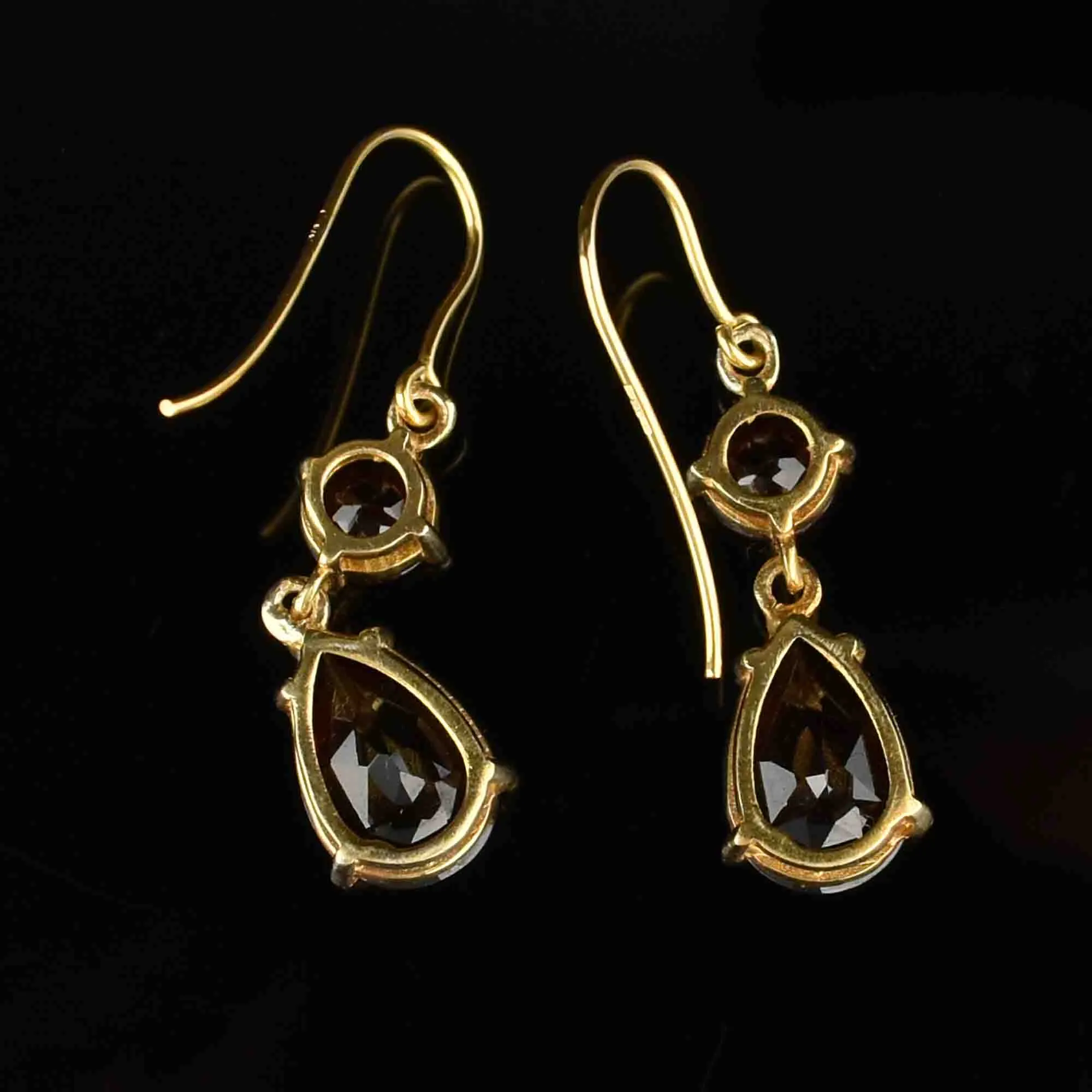 Edwardian Style Gold Garnet Dangle Earrings