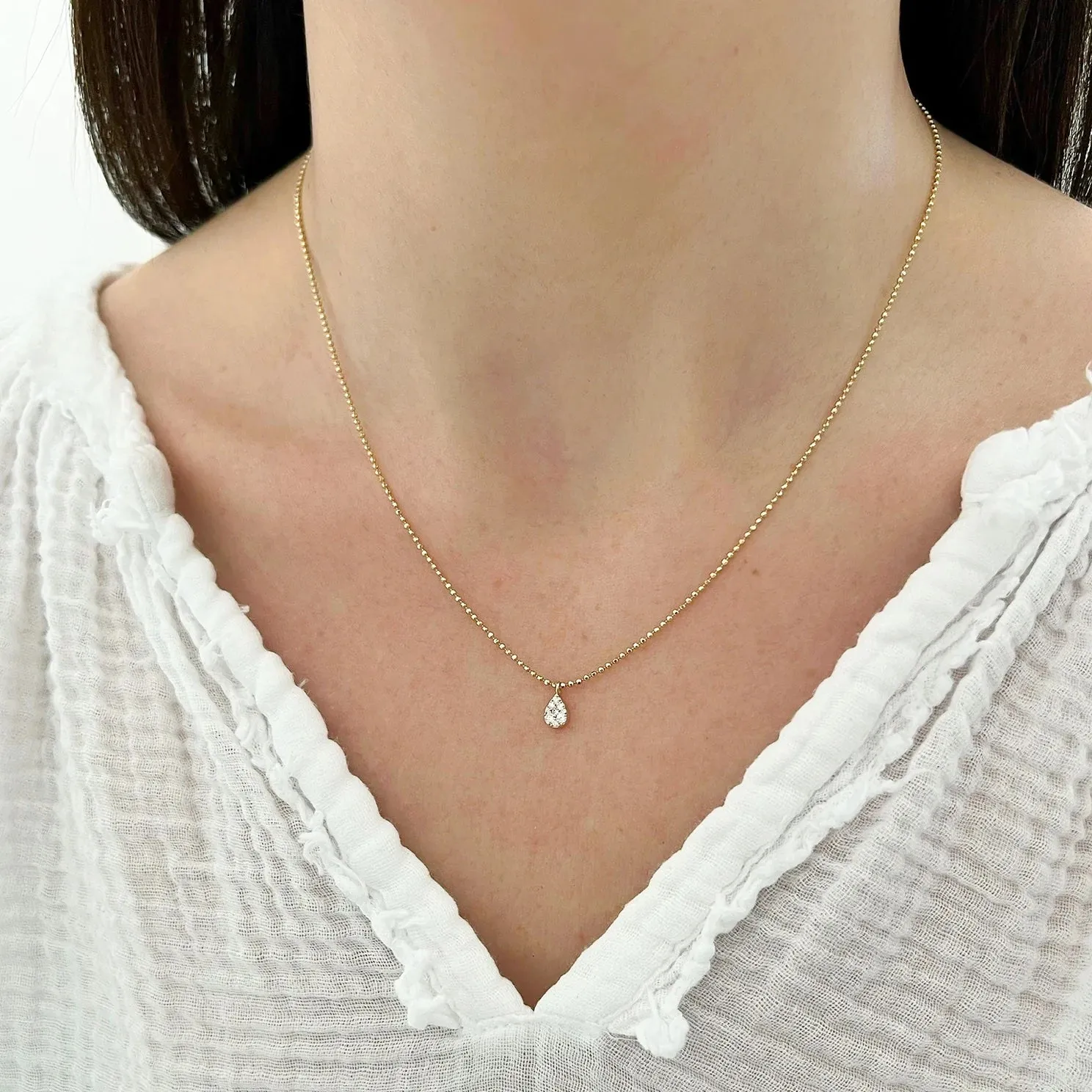 EF Collection - Diamond Teardrop Necklace, Yellow Gold