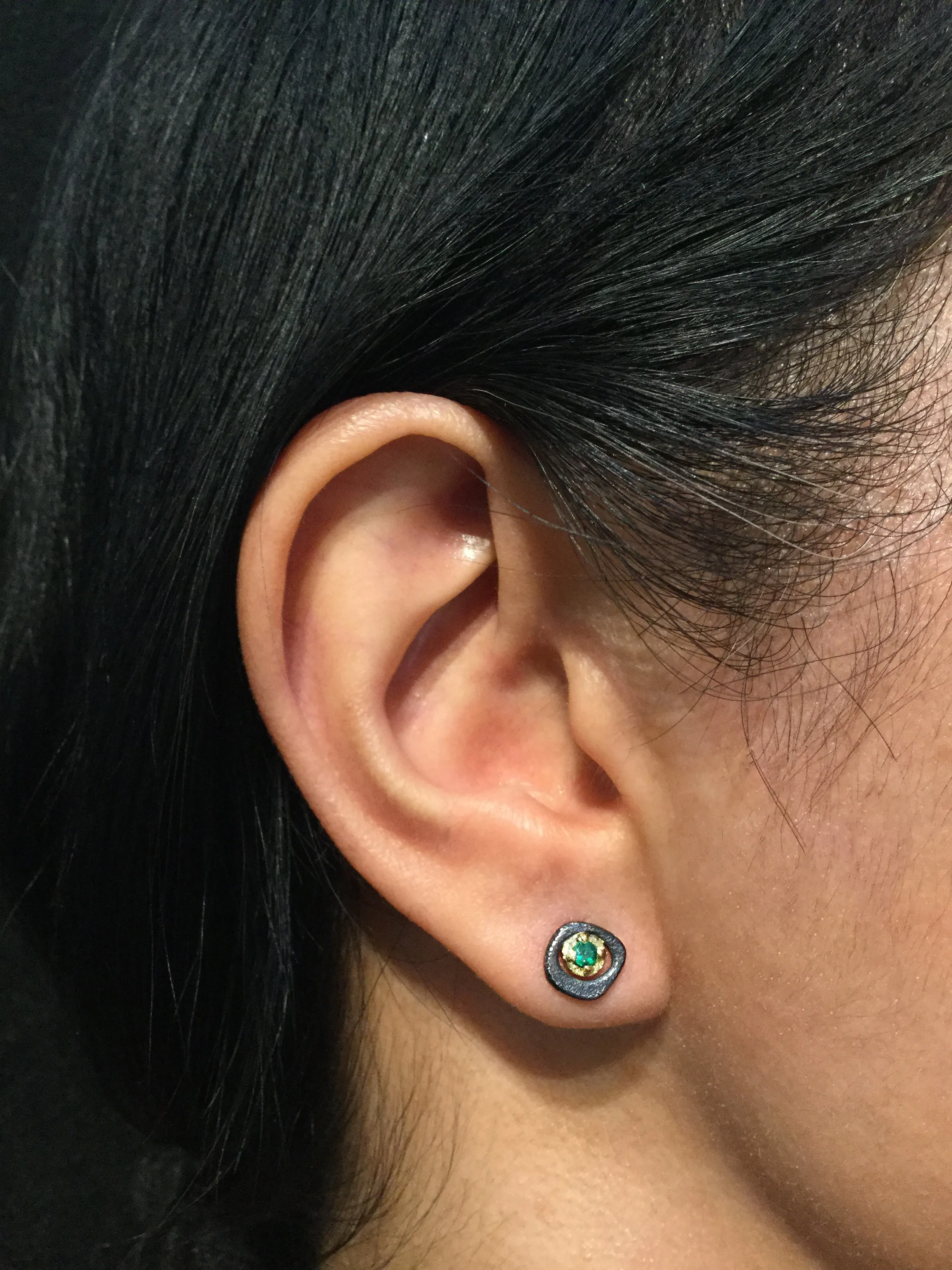 Emerald Pebble Stud Earrings