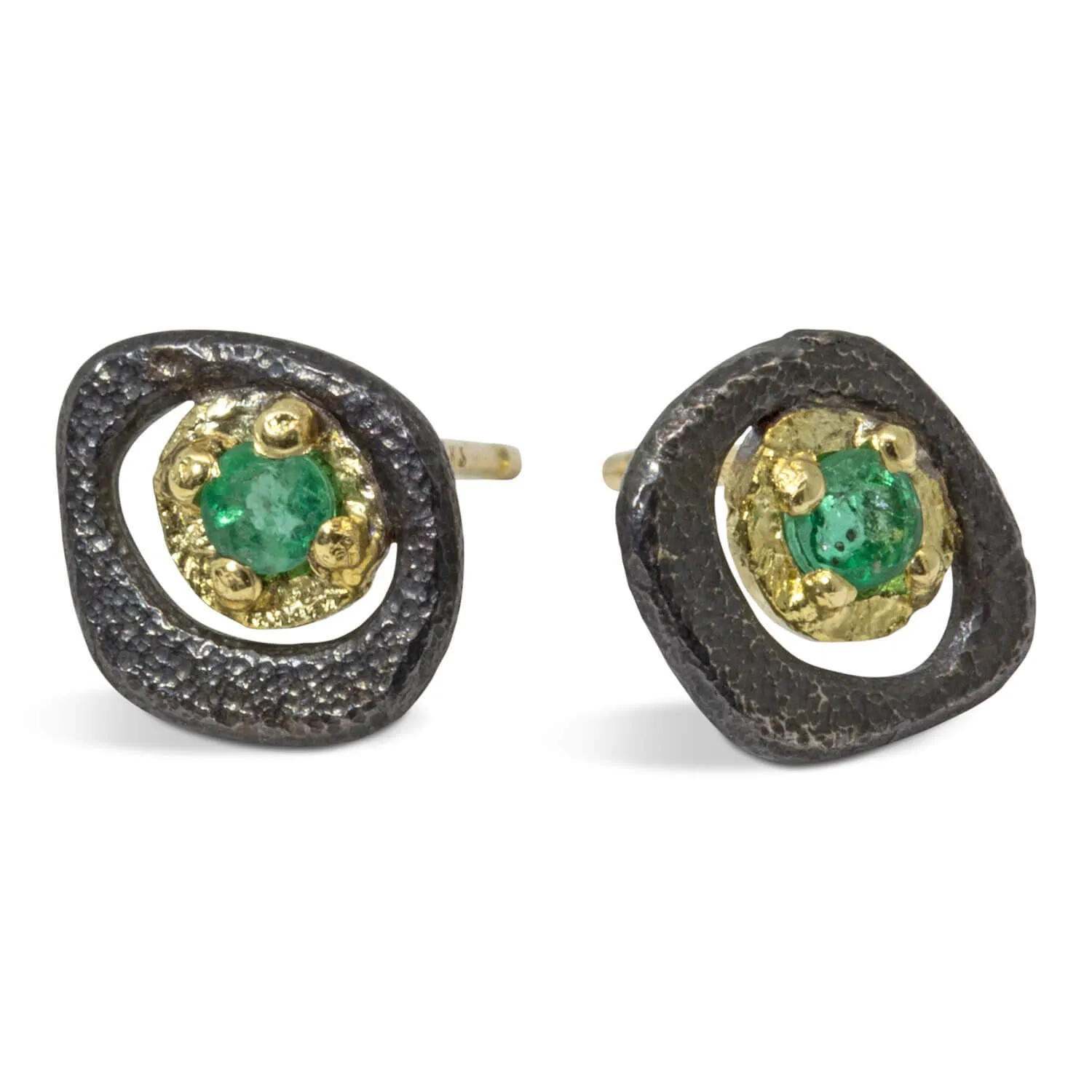 Emerald Pebble Stud Earrings