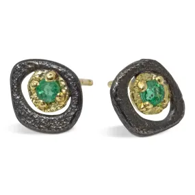 Emerald Pebble Stud Earrings