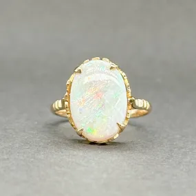 Estate 14K Y Gold 5.45ct White Opal Cocktail Ring