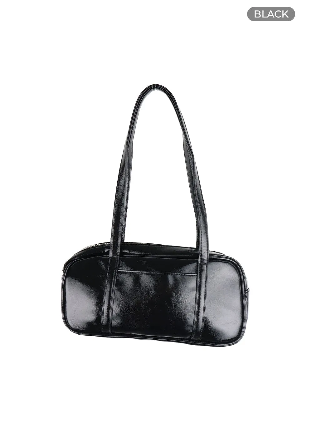 Faux Leather Round Square Shoulder Bag CA402