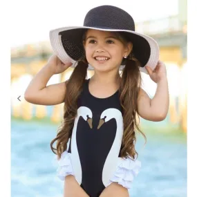 Girls Swan One Piece Swimwear