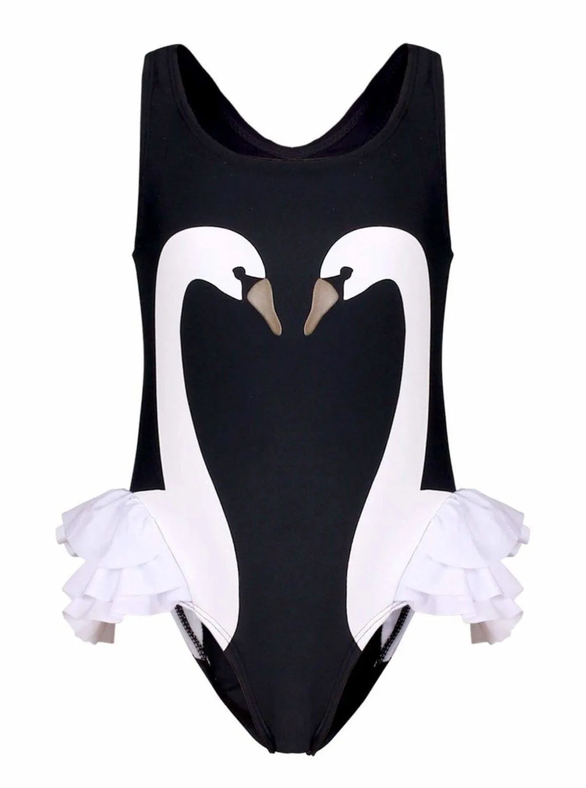 Girls Swan One Piece Swimwear