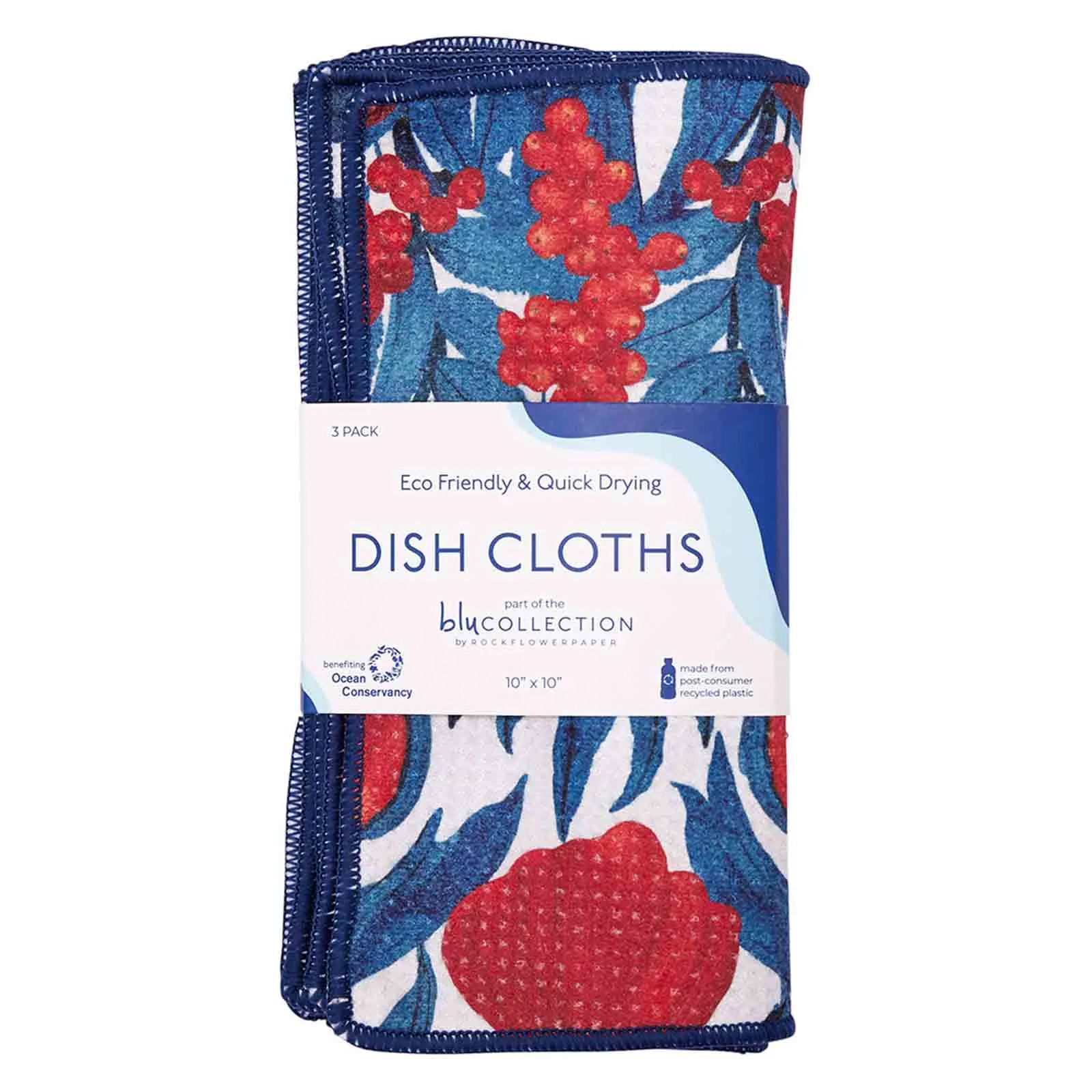 Icelandic Poppies blu Kitchen Dish Cloths (Set of 3)