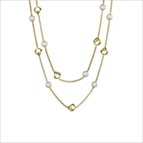 Icona Pearl 42 Necklace in Sterling Silver Plated with 18k Yellow Gold