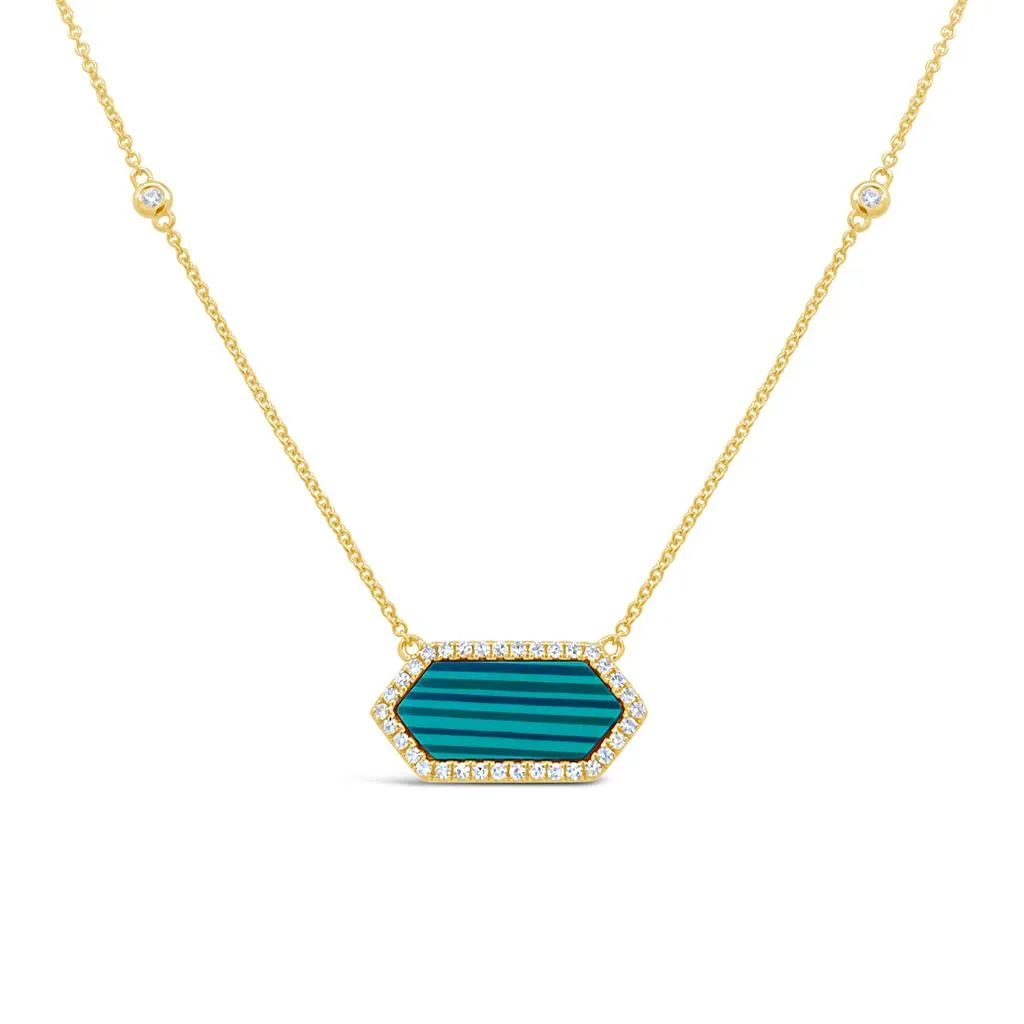 Irisa by Martin Binder Malachite & Diamond Bar Necklace