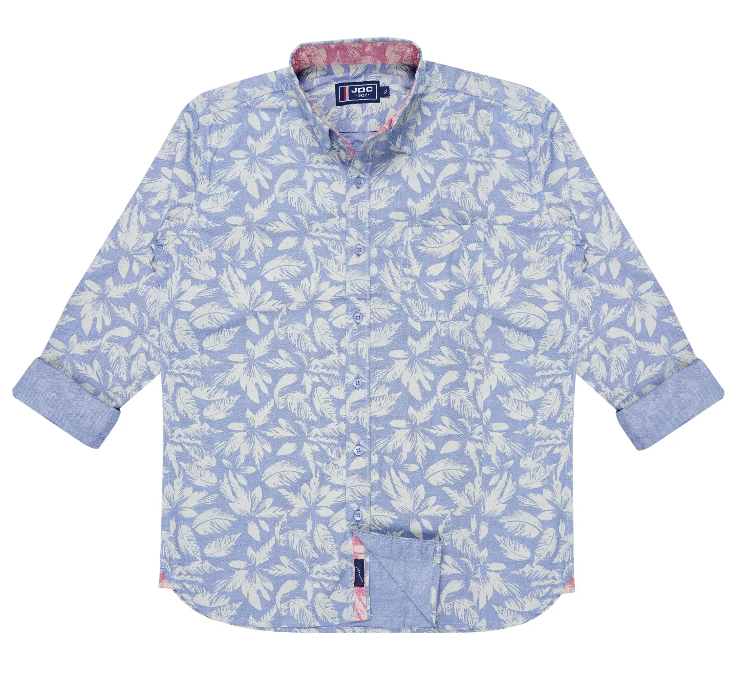 JDC Boy's Light Blue Printed Shirt