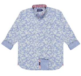 JDC Boy's Light Blue Printed Shirt