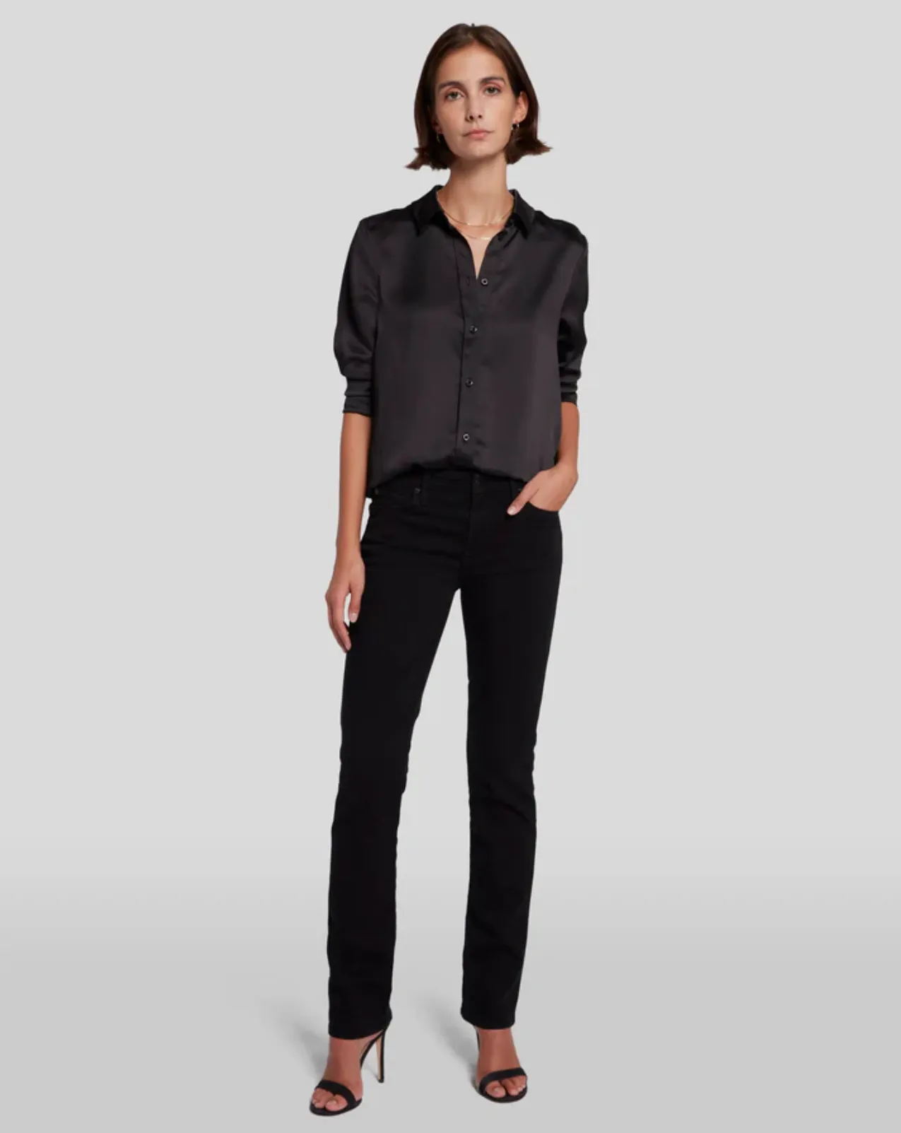 KIMMIE MID RISE STRAIGHT IN RINSE BLACK