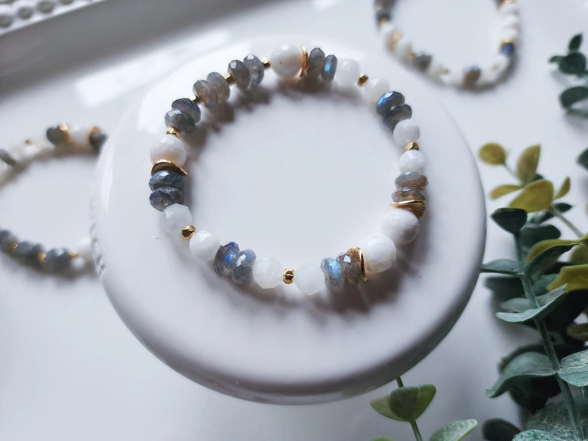 Labradorite & Moonstone Faceted Bracelet || Reiki Infused