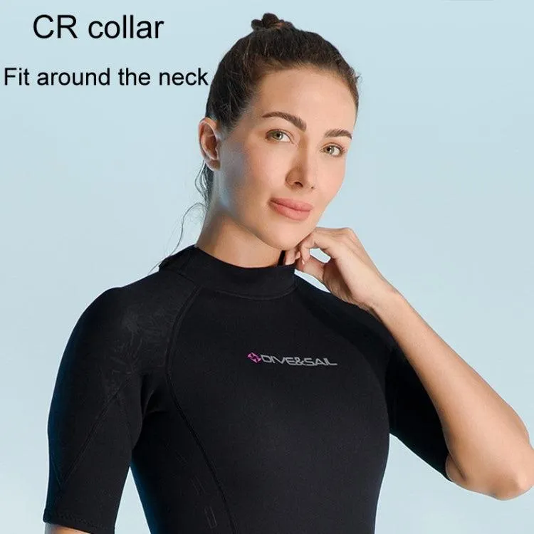 Ladies 3mm Short Sleeve One-Piece Wetsuit for Winter Surfing and Snorkeling