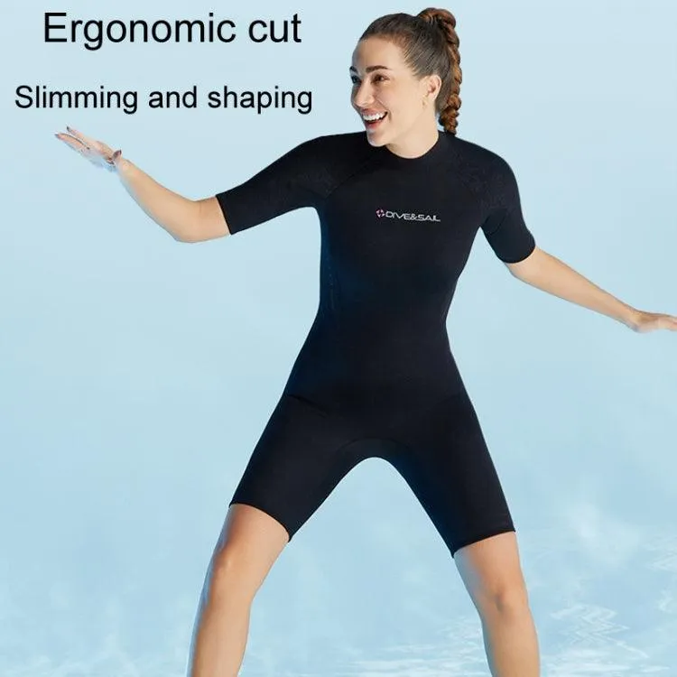 Ladies 3mm Short Sleeve One-Piece Wetsuit for Winter Surfing and Snorkeling