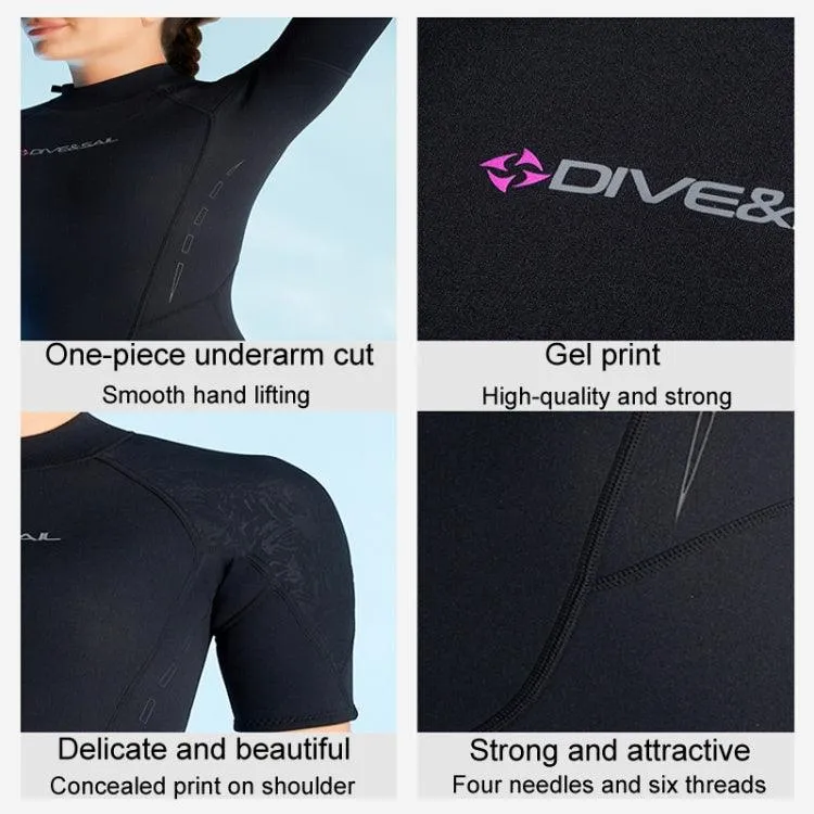 Ladies 3mm Short Sleeve One-Piece Wetsuit for Winter Surfing and Snorkeling