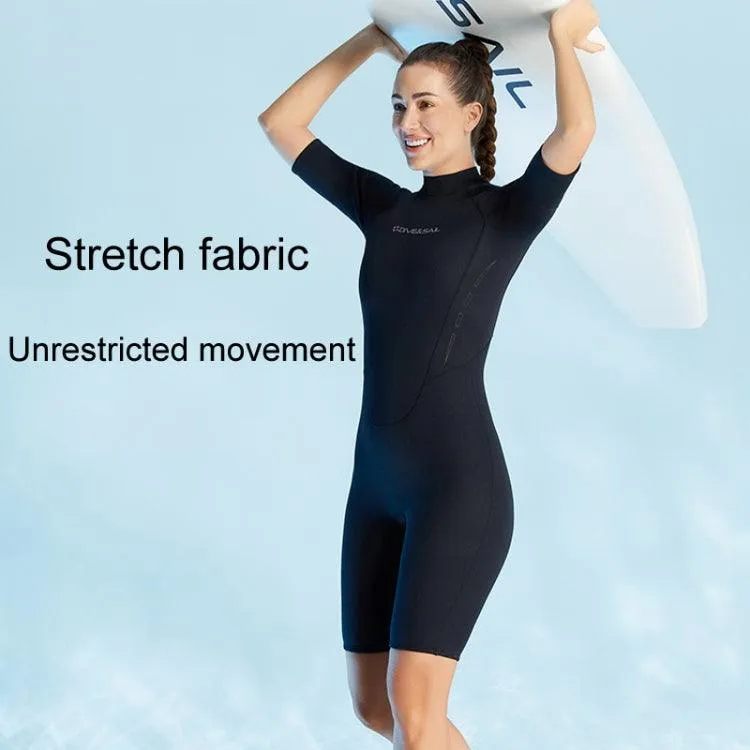 Ladies 3mm Short Sleeve One-Piece Wetsuit for Winter Surfing and Snorkeling