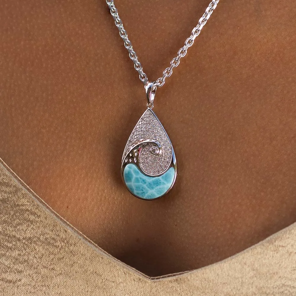 Larimar Nalu Teardrop Pendant