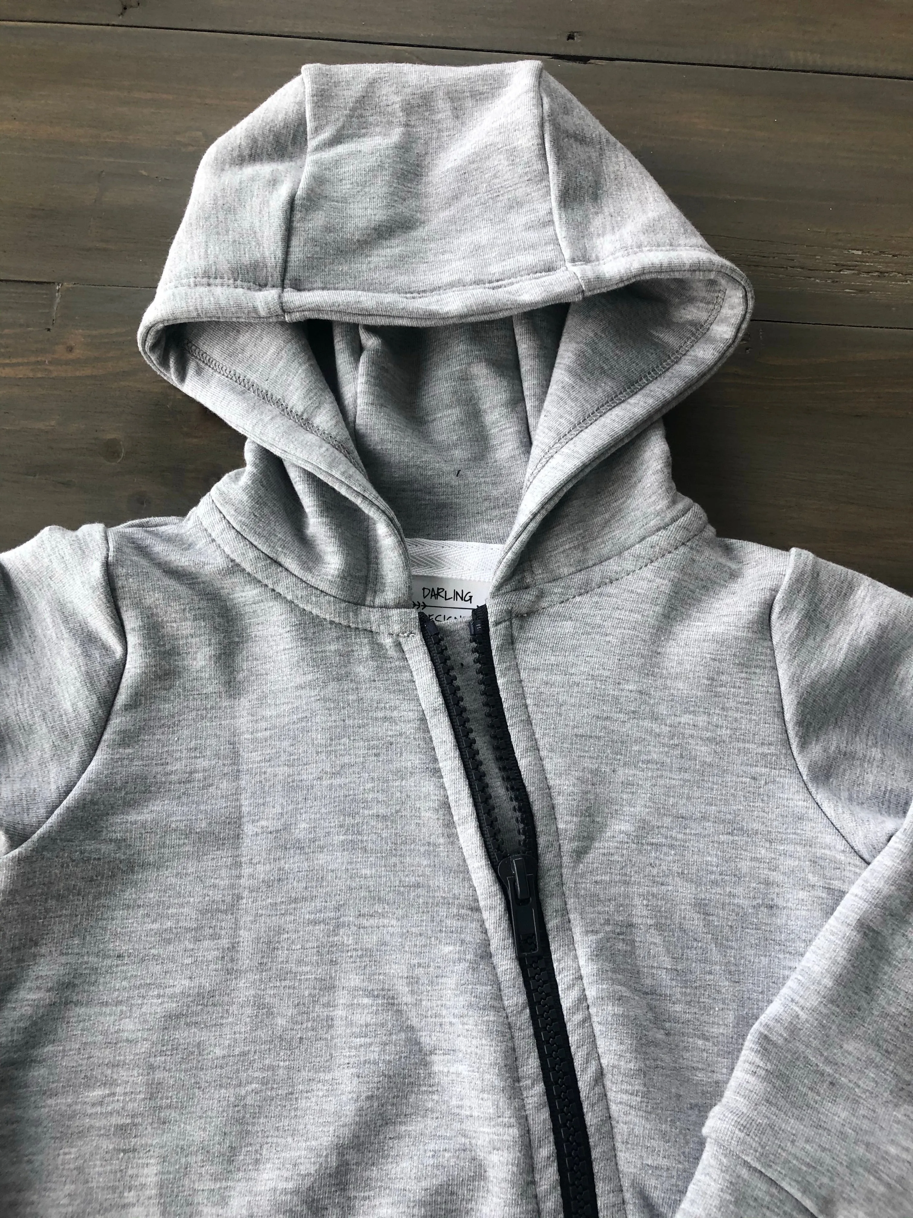 Light Grey Hooded Bamboo Zip Romper