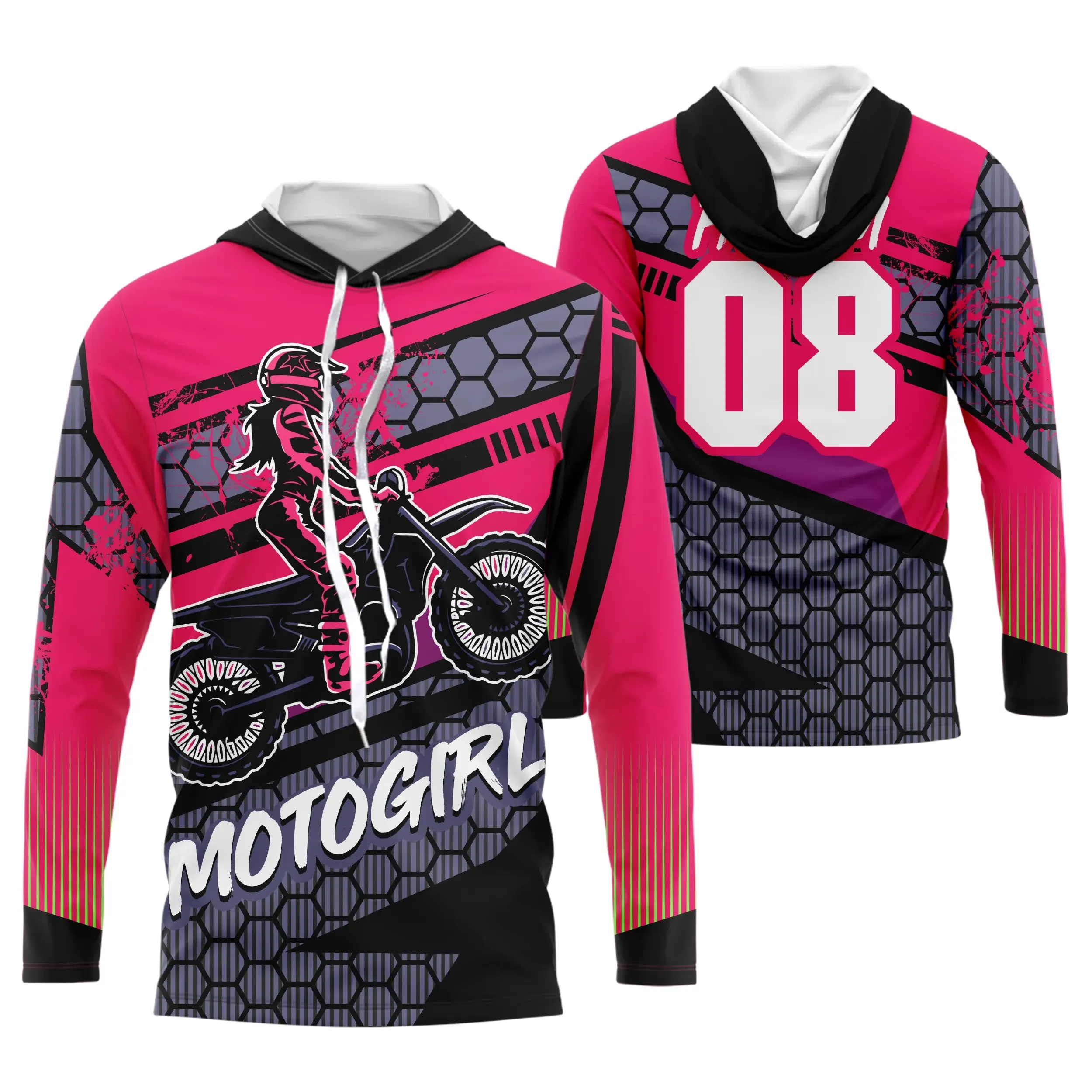 Maillot Cross Protection UV Rose Pour Femme, Cadeau Personnalisé Pilote Moto Cross - 26122205MZ