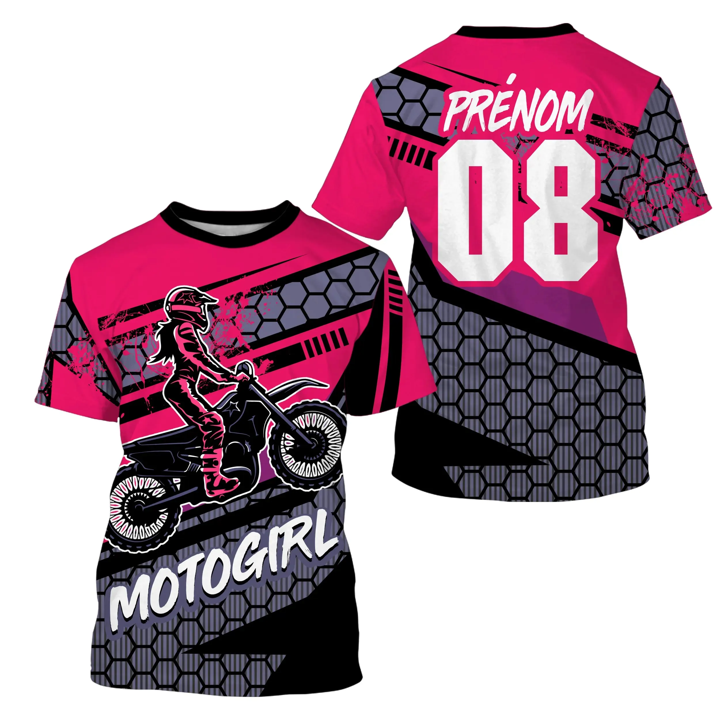 Maillot Cross Protection UV Rose Pour Femme, Cadeau Personnalisé Pilote Moto Cross - 26122205MZ