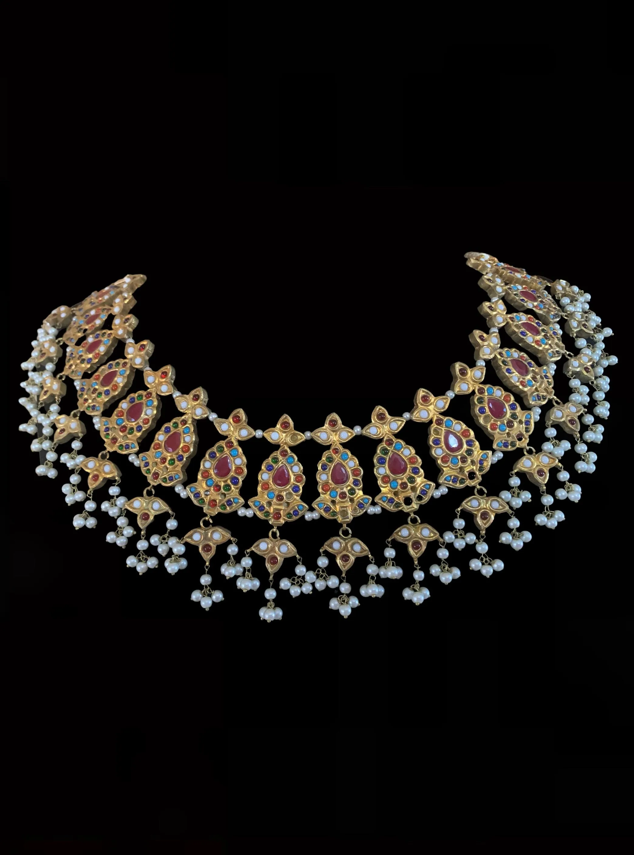 Mayan navratan kundan necklace set ( SHIPS IN 4 WEEKS  )