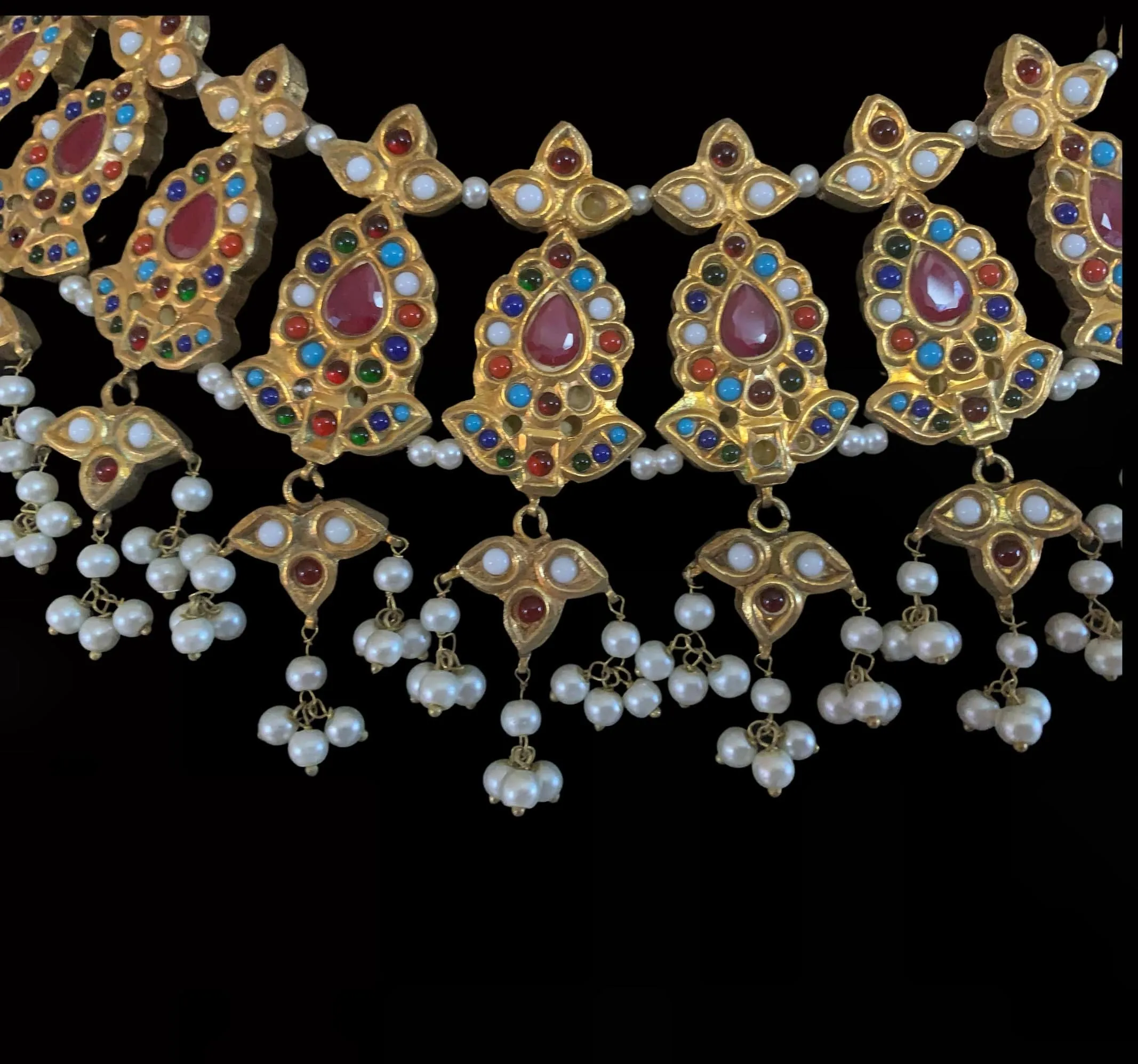 Mayan navratan kundan necklace set ( SHIPS IN 4 WEEKS  )