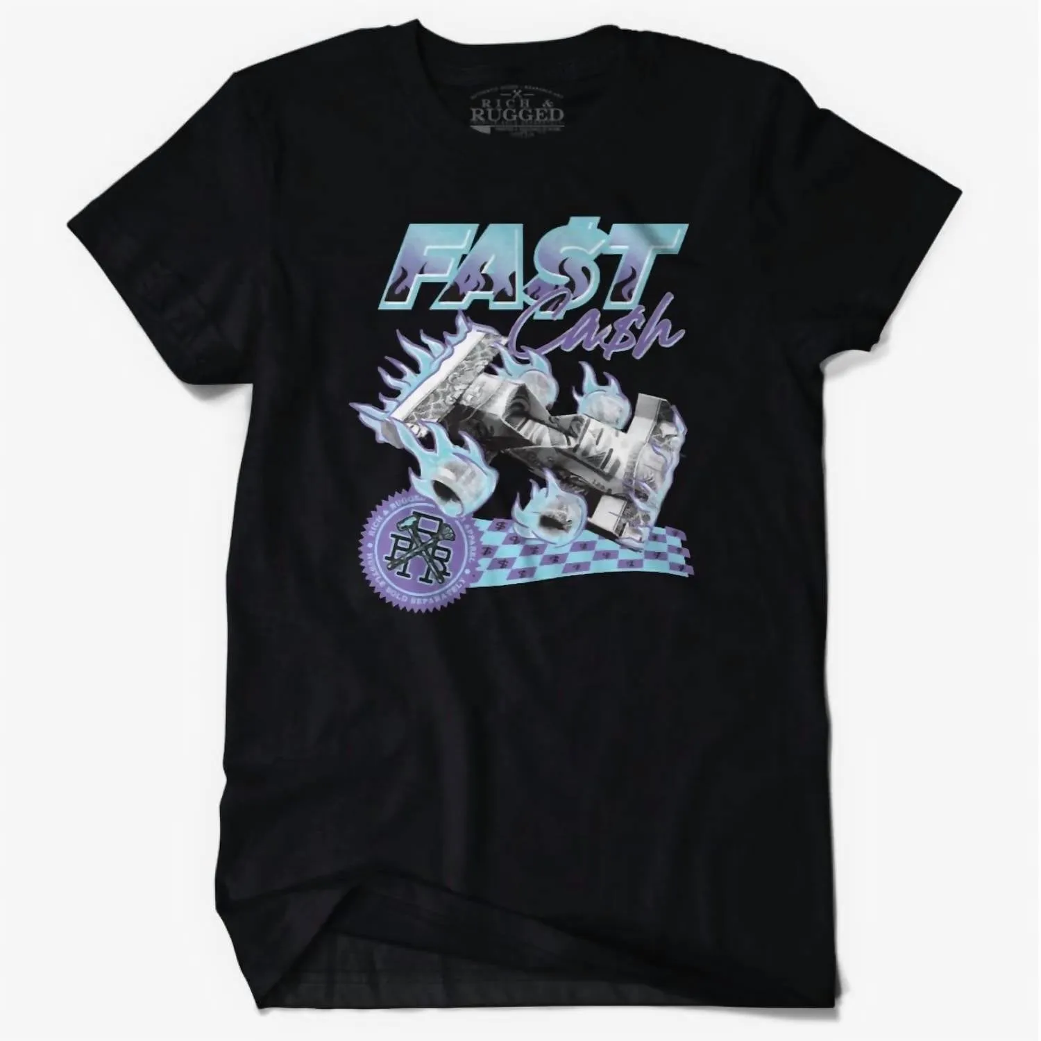 Men's Fast Cash T Shirt In Black/blue/purple