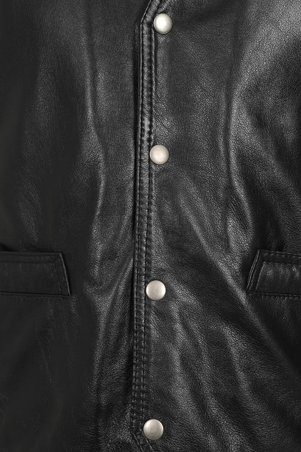 Men's Genuine Black Leather Classic Waistcoat - 'TEDDY'