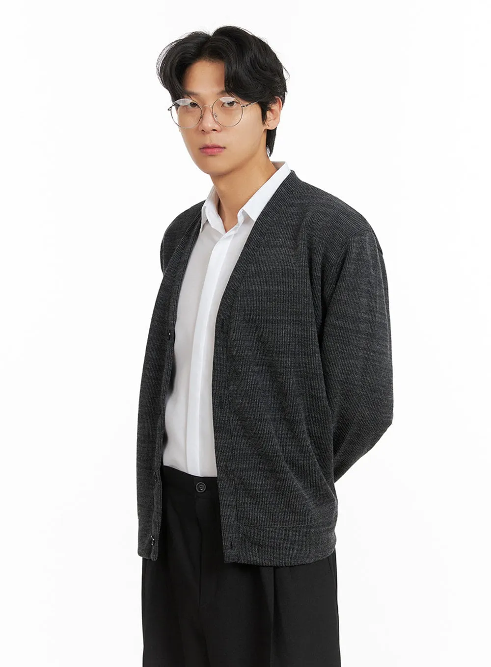 Men's Simple Button-Up Cardigan IA402