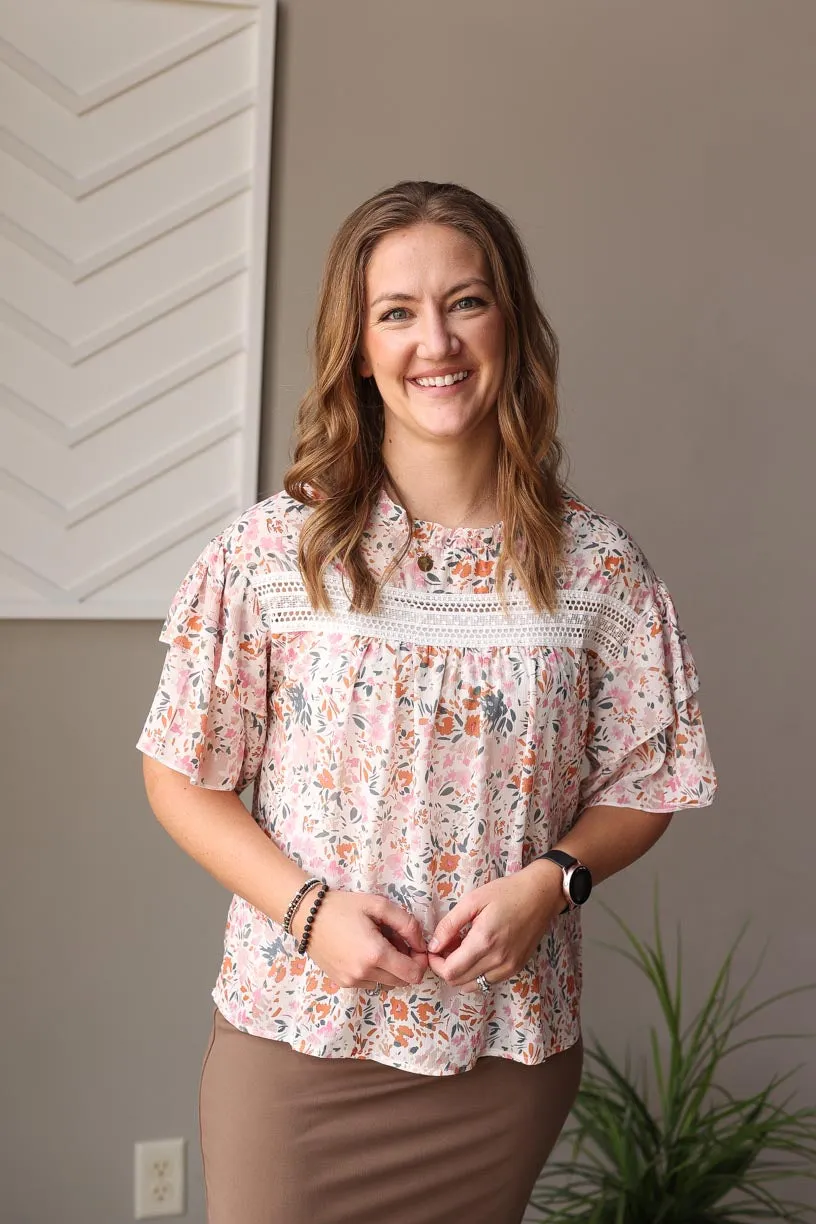 Multicolor Floral Ruffle Sleeve Top