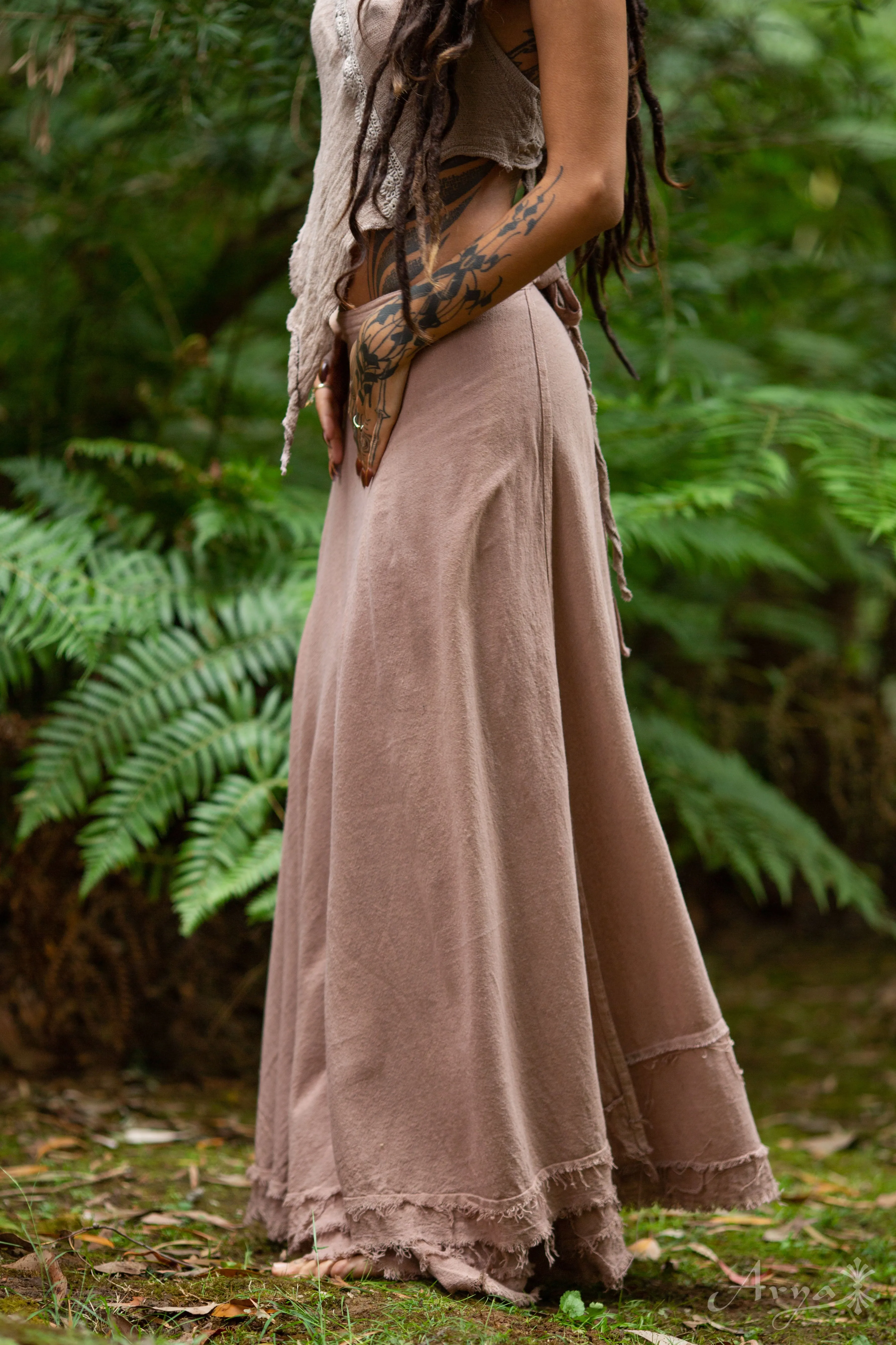 Natural Cotton Wrap Skirt