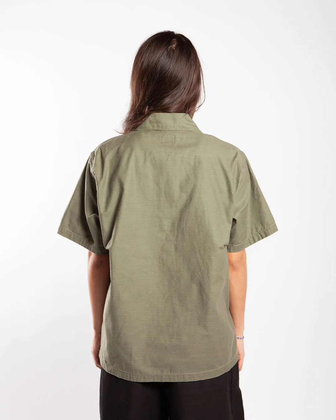 Needles S/S Fatigue Shirt - Back Sateen Olive