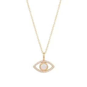 Opal Evil Eye Necklace 14k gold vermeil