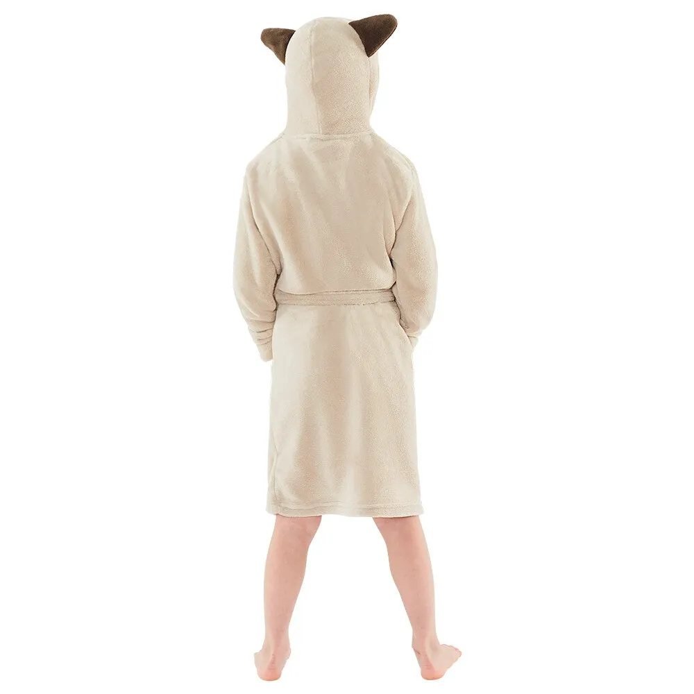 Pug Beige Brown Fleece Dressing Gown