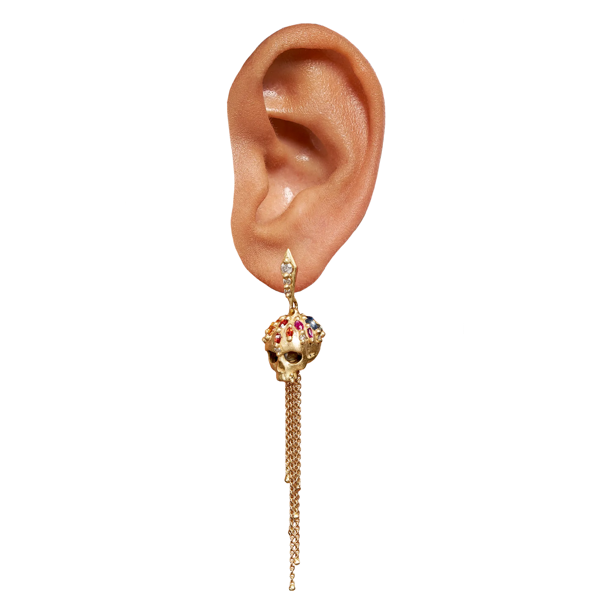 Rainbow Enchanted City Skull Drop Earrings - 11501