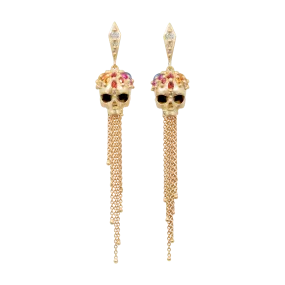 Rainbow Enchanted City Skull Drop Earrings - 11501