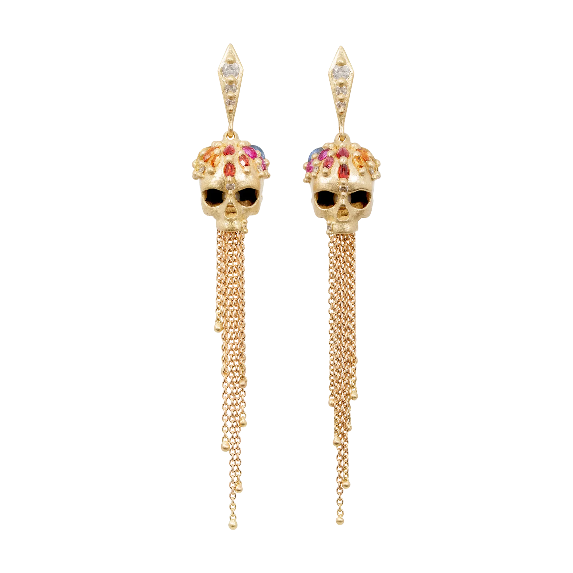 Rainbow Enchanted City Skull Drop Earrings - 11501