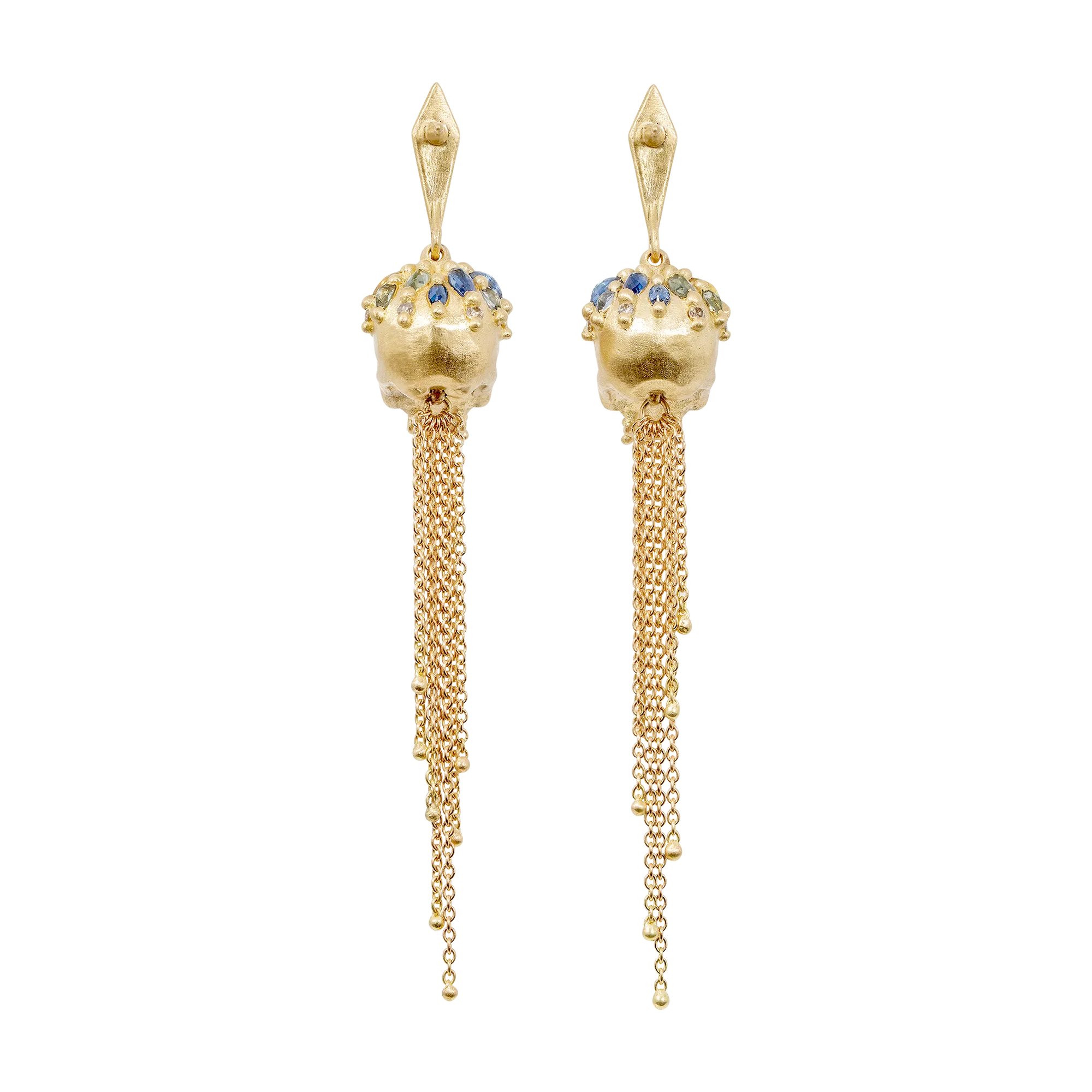 Rainbow Enchanted City Skull Drop Earrings - 11501