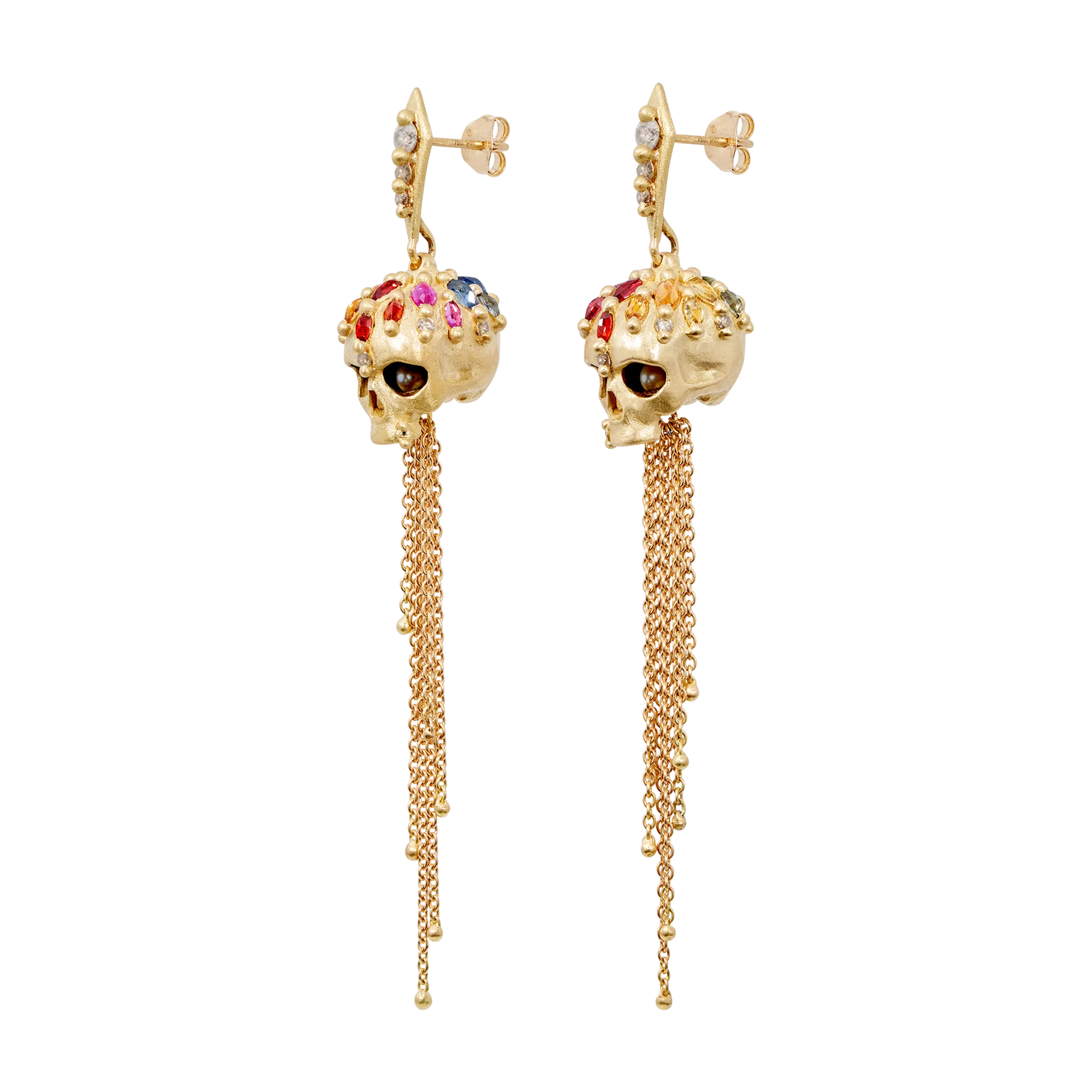 Rainbow Enchanted City Skull Drop Earrings - 11501